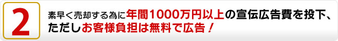 すばやく売却するために年間1000万円以上の宣伝費用を投下、但しお客様負担は無料で広告！